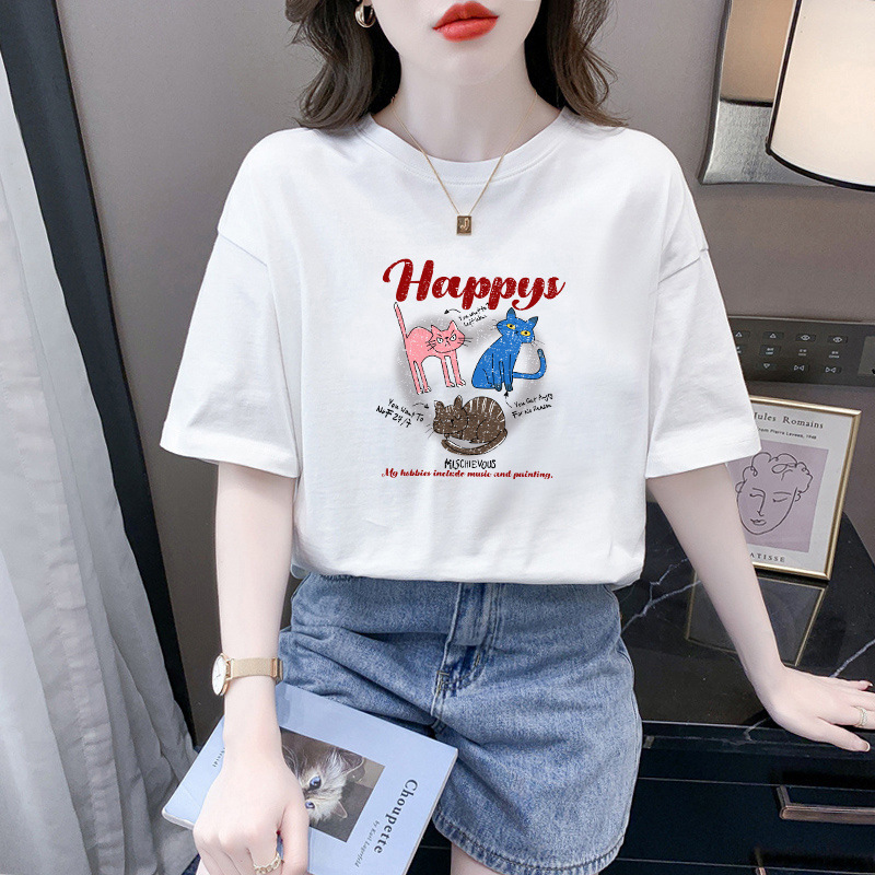 Mimi Printed T-Shirt for Women 2026 New Trendy Summer Short-Sleeve Stylish Age-Reducing Loose Fit Top Mimi Printed T-Shirt for Women 2026 New Trendy Summer Short-Sleeve Stylish Age-Reducing Loose Fit Top