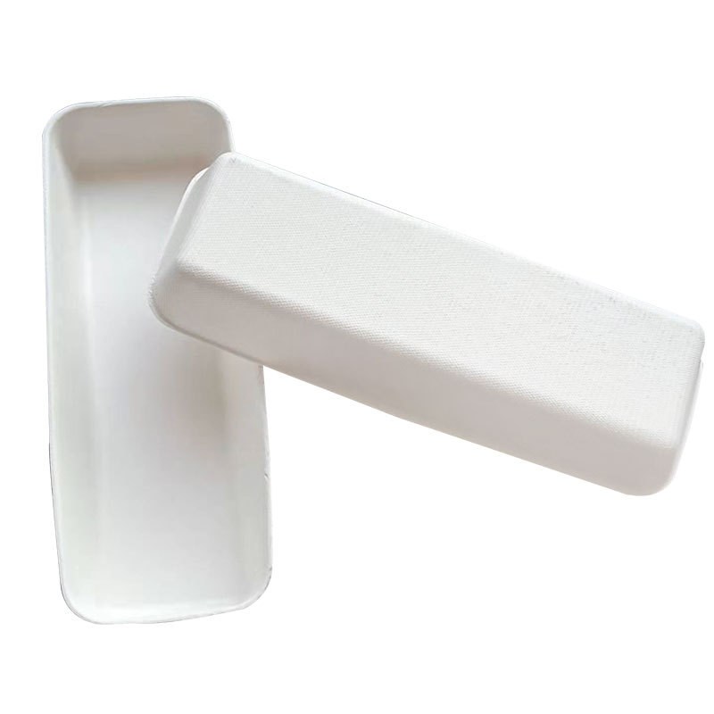 Salchicha a la parrilla para perros calientes, bocadillos para llevar, bolas de pulpo, bandeja de pulpa de caña de azúcar degradable desechable, vajilla para exteriores