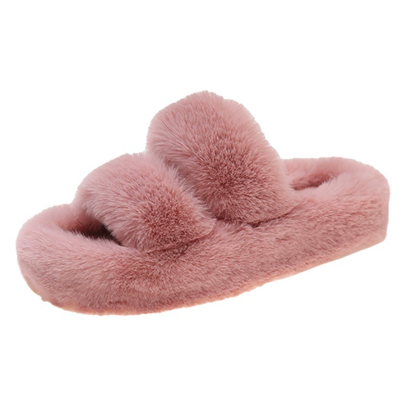Новые розовые шерстяные тапочки на толстой подошве 4 см, женские теплые домашние хлопковые тапочки, верхняя одежда на мягкой подошве, шерстяные тапочки, женские