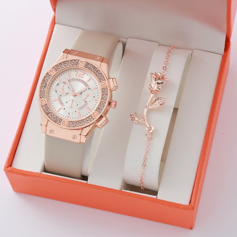 INS estilo coreano diamante incrustado moda pu Correa Reloj simple pulsera de reloj de dos piezas al por mayor reloj de moda de mujer