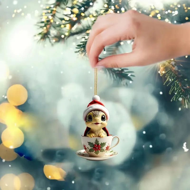 Amazon transfronterizo nuevo acrílico plano personalidad creativa adorable tortuga decoración árbol de Navidad decoración para el hogar