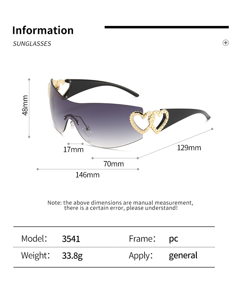 Fashion Heart Shape Pc Special-shaped Mirror Frameless Women's Sunglasses display picture 7