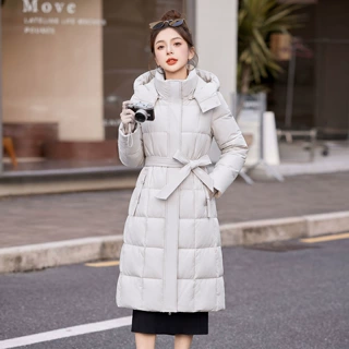 帽子袖子可拆长款羽绒棉服女2026冬季新款棉衣收腰过膝棉袄外套