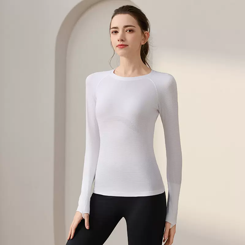 lulu新款瑜伽服秋冬秋冬运动长袖圆领健身服女跑步普拉提训练上衣