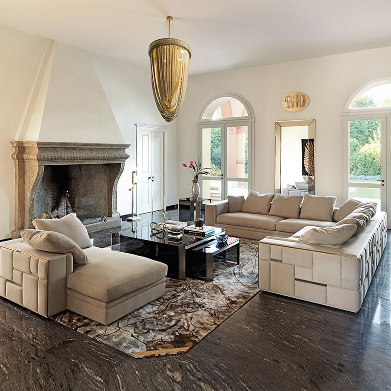 Italian Minimalist Leather Sofa Living Room Combination First Layer Cowhide Nordic Villa Luxury Designer Model Room Furniture