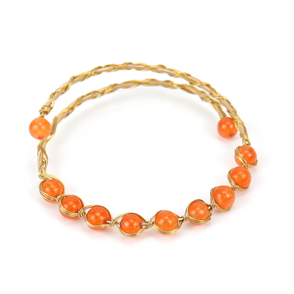 Retro Geometric natural stone Crystal Copper Handmade Bracelets 1 Piece