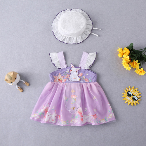 Chinese-style summer children's traditional costume Hanfu baby clothes infant onesie spaghetti straps Tang suit halter princess dress