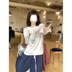 慵懒松弛感防晒罩衫长袖T恤女夏季2025新款蝴蝶甜辣休闲上衣ins潮