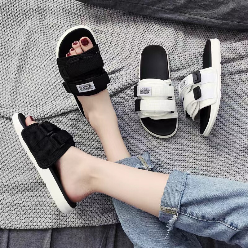 Summer Slippers Men's Outer Wear Fashionable All-match Odor-resistant One-line Shops Couple's Beach Casual Thick Bottom Student Outer Wear Trend