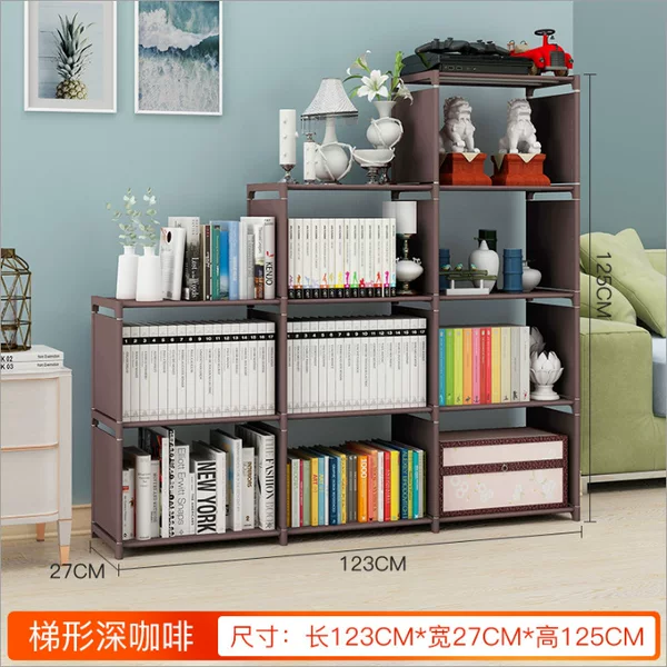 Simple bookshelf double-row bookcase floor shelf children's bookcase student bookcase multi-layer reinforced storage cabinet wholesale