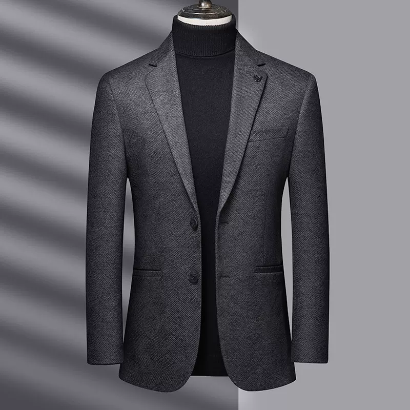 男士轻奢西服外套中年商务休闲纯色简约小西装修身上衣春秋爸爸装