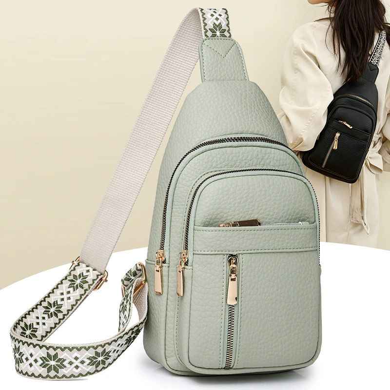 Retro chest bag, universal polyurethane shoulder bag, one-shoulder bag for leisure