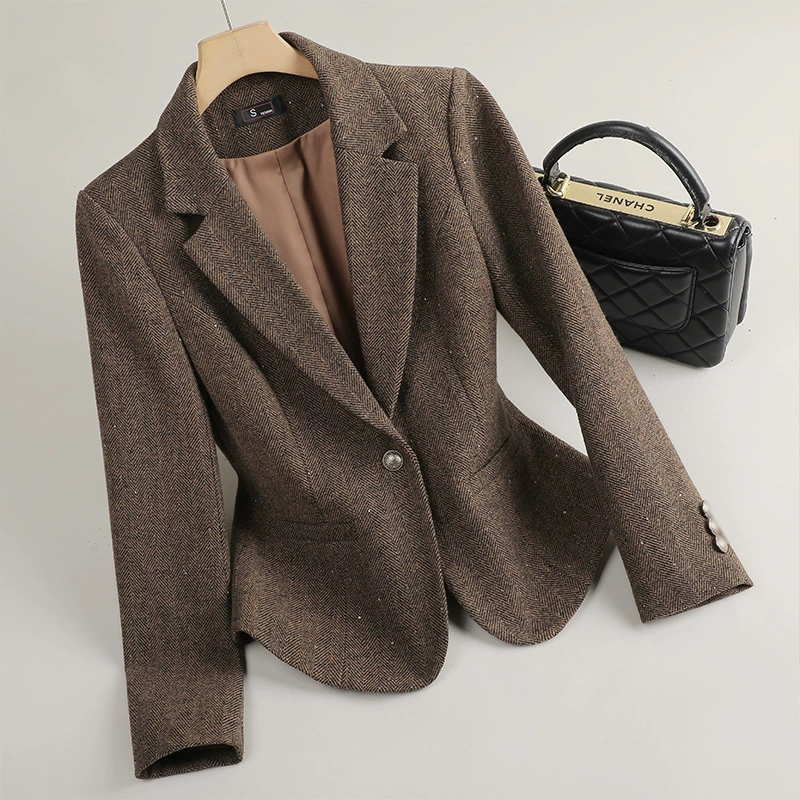 Плюшево-шерстяной осенний демисезонный короткий жакет, для подростков