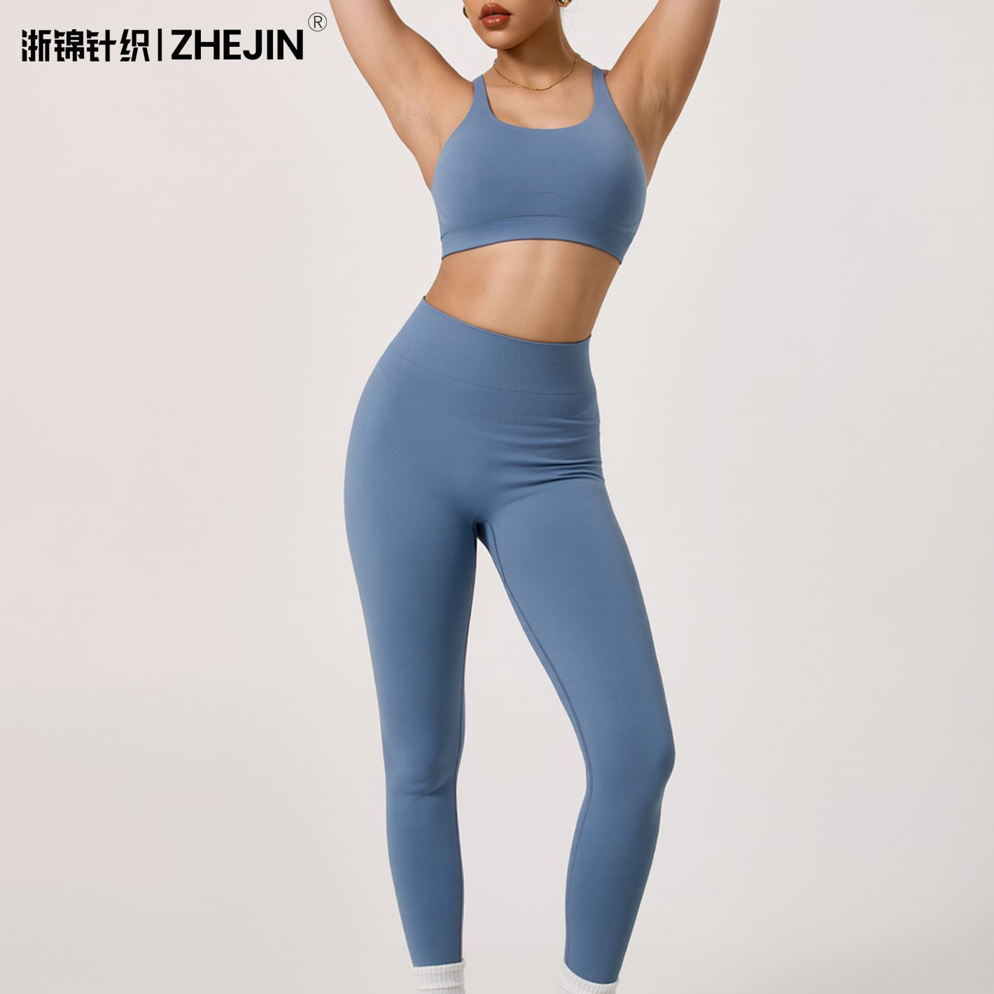Ropa interior deportiva sin costura transfronteriza en Europa y los Estados unidos, sujetador de espalda, cintura y pantalones de cadera, ropa de fitness al aire libre, traje de yoga