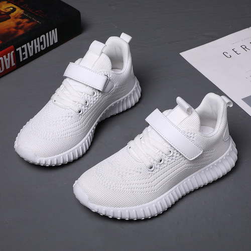 Boys' Four-Season Flyknit Breathable Double-Mesh Sports Shoes—Popular Style for Older Kids and Teens, with Soft Soles