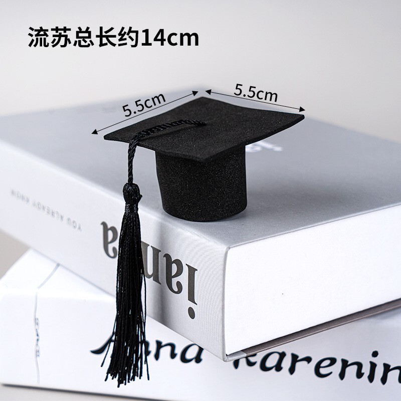 毕业派对活动装饰毛毡帽 迷你博士学士流苏帽 公仔酒瓶花束装饰帽|undefined