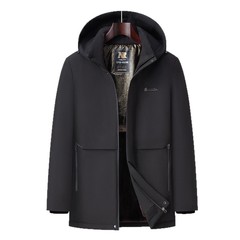 可脱卸帽加绒加厚男士冬季中老年棉服保暖防寒爸爸装外套男装连帽