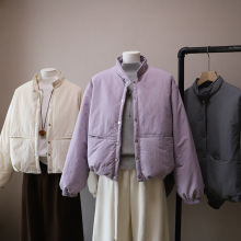 [比正]2025秋冬新款韩版简约立领轻薄棉衣显瘦百搭棉服外套女5355