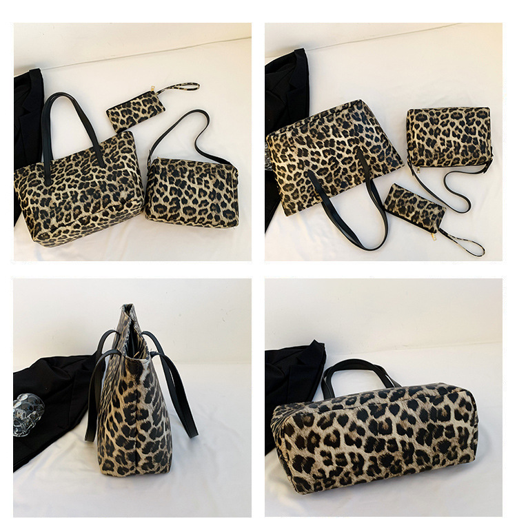 Women's Large Pu Leather Leopard Streetwear Square Zipper Tote Bag display picture 3