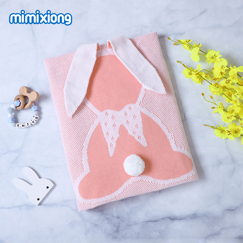 Ins venta caliente primavera y verano orejas de conejo manta de conejo tridimensional manta de punto de bebé