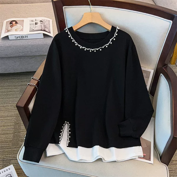 200/ 175kg Large Extra Large Size 150kg Loose Autumn Sweatshirt Chest Size/150/160/170-7120