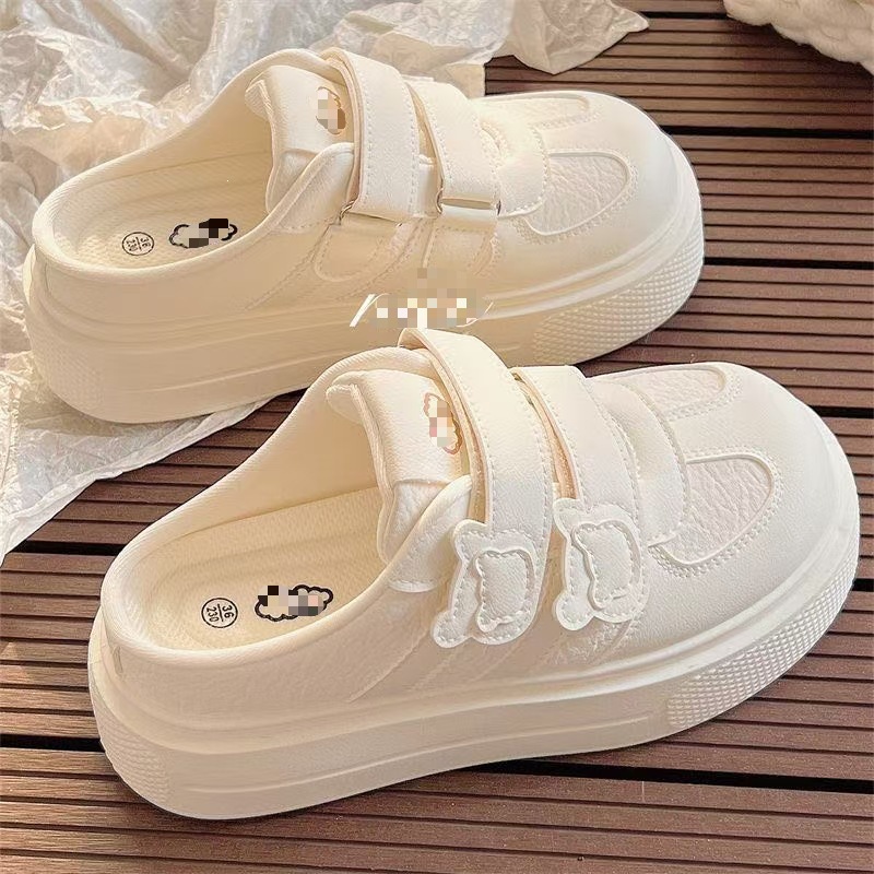 Zapatos blancos de verano para mujeres con zapatos de falda de zapatos de estilo perezoso con zapatos casuales con suela gruesa