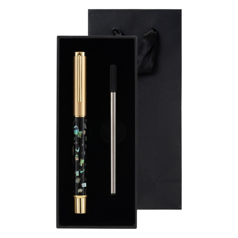 Factory wholesale metal shell carving ball pen gift box suit business advertising gifts neutral sign pen printed LOGO