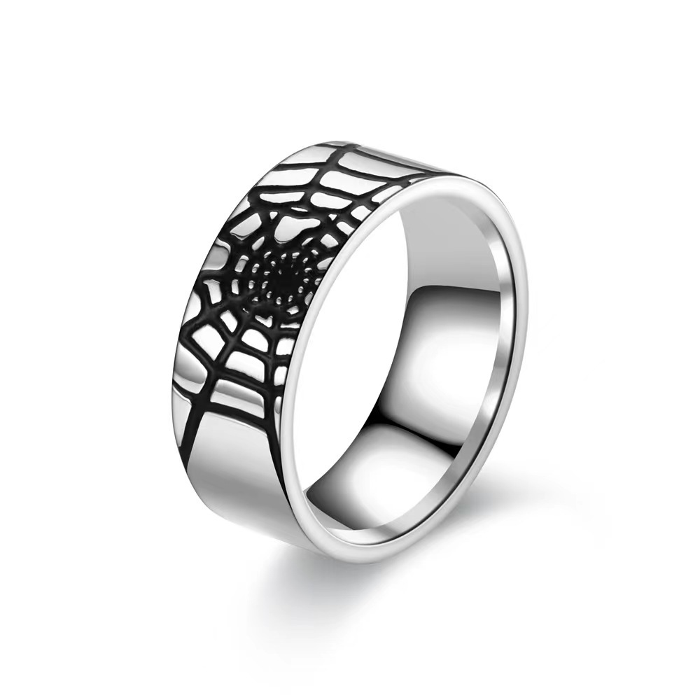 10g Weight Rings Classification 1 Piece Quantity Holiday, Banquet, Selfie Occasion 304 Stainless Steel Material Geometric, Waves Pattern All Seasons Season Unisex Gender Retro Style Retro Geometric Waves 304 Stainless Steel Unisex Rings Men Band Rings 2