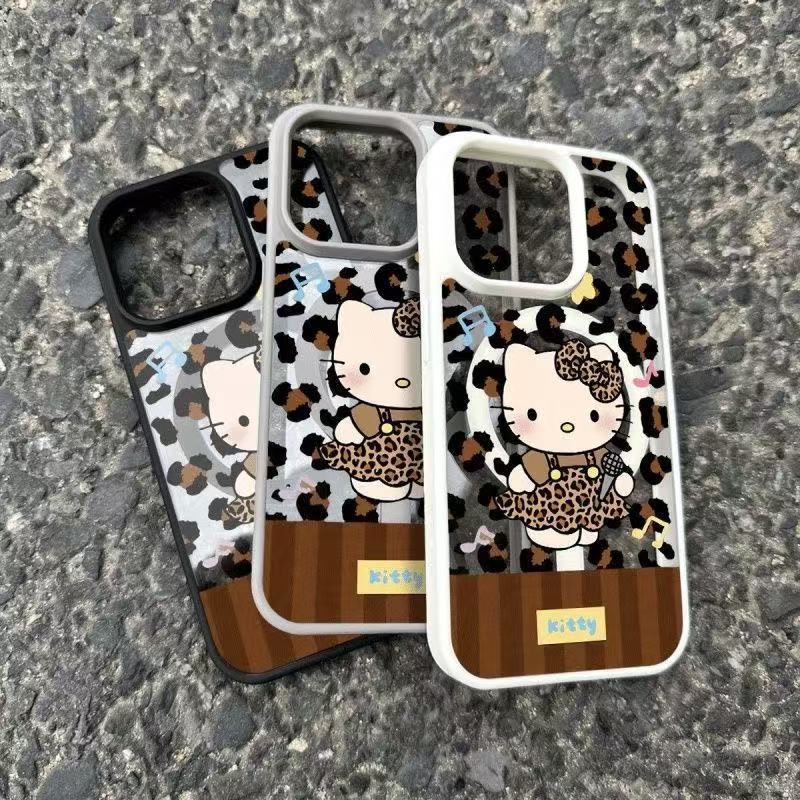 Leopard Print Singing Kt Cat Phone Case for Apple 17 Pro Max, Magnetic for 16, Cartoon for 15, 14 Pro, Cross-Border for 13 Leopard Print Singing Kt Cat Phone Case for Apple 17 Pro Max, Magnetic for 16, Cartoon for 15, 14 Pro, Cross-Border for 13