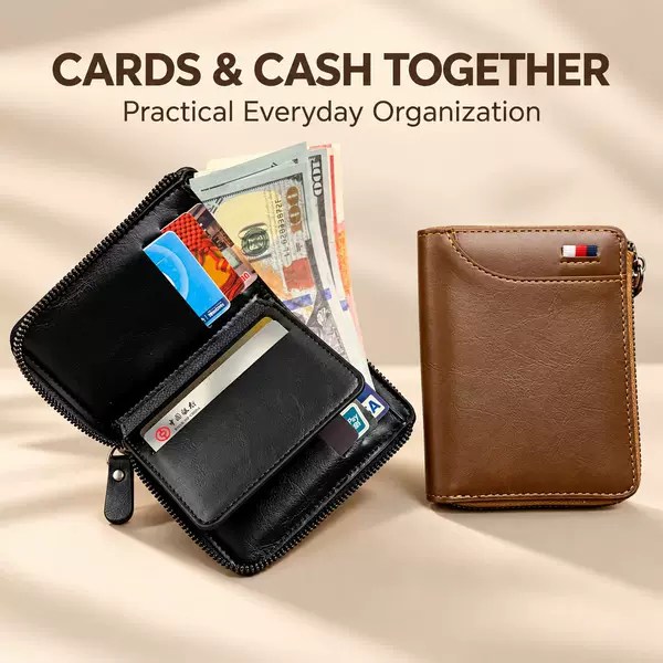 Men's Wallet, Large Capacity, Multi-Functional, Cross-Border Men's Wallet, Bank Card Holder, Amazon Best-Selling Vertical Zipper Bag