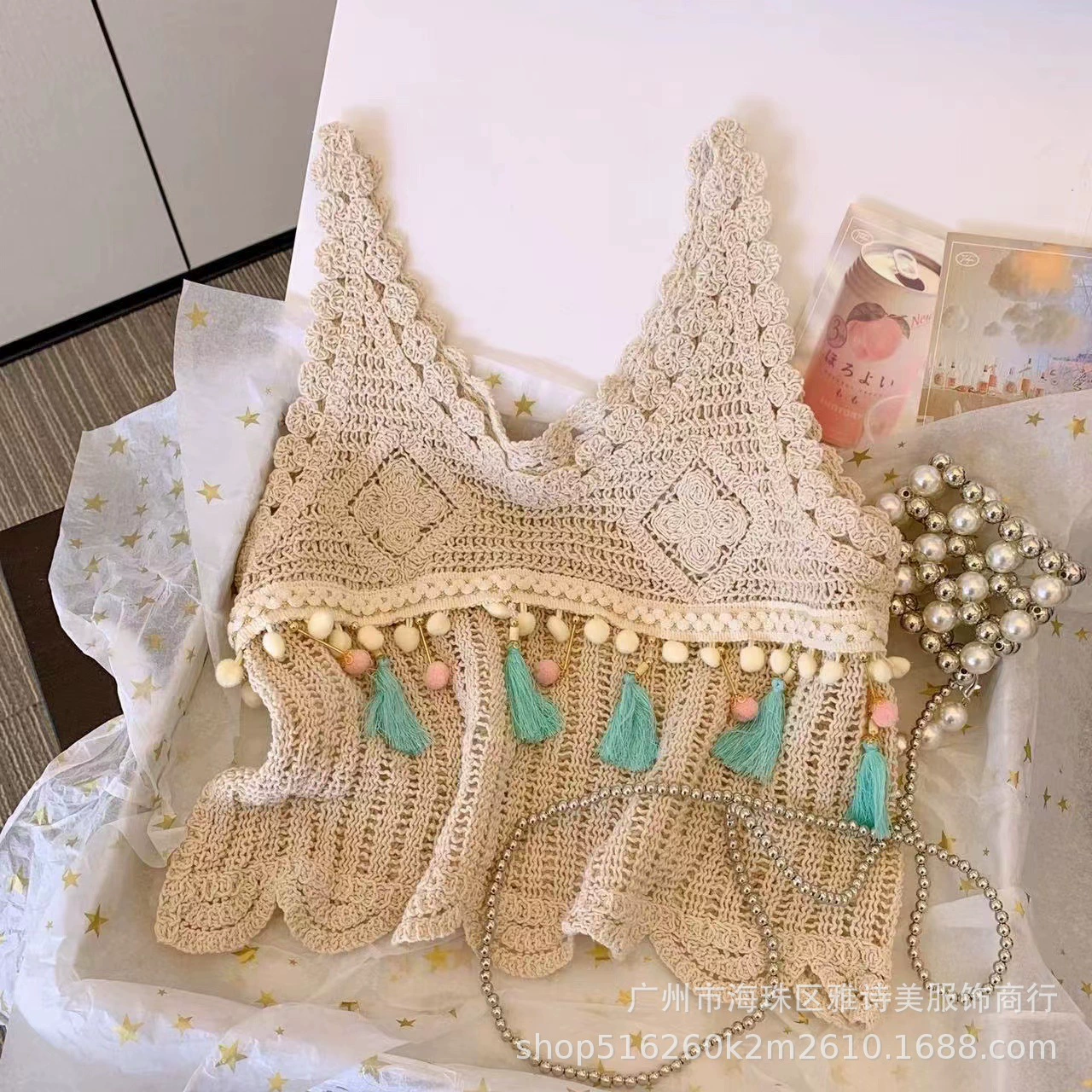 Трикотажная майка без рукавов с французской кисточкой, женская летняя новая свободная верхняя одежда, праздничный стиль, короткий топ