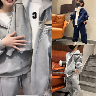 Internet Celebrity Autumn and Winter New High-Quality Parent-Child Matching Hooded Cardigan Stylish Two-Piece Set for Older Children