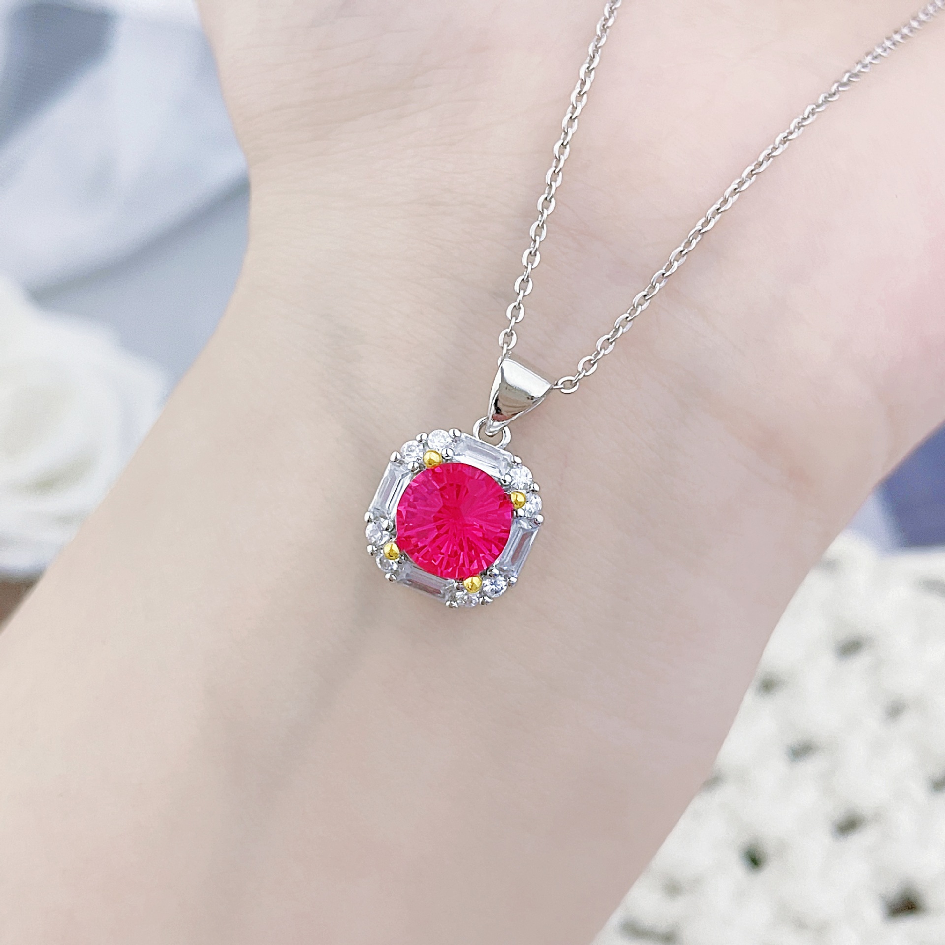 로즈 레드 펜던트 [체인 제외] 8mm