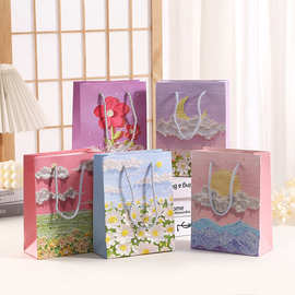 文艺油画节日礼品袋手提袋精美花束男女生日包装礼物纸袋礼品盒
