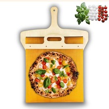 现货滑动披萨铲跨境爆款Sliding Pizza Peel烘焙用具木质披萨滑铲