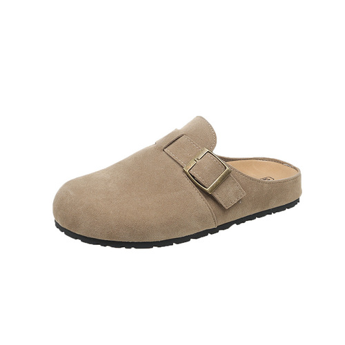 2025 New Arrival Women's French Vintage Closed-Toe Birkenstock Sandals: Leather-Strap Buckle Design, Thick Sole, Soft Footbed, Perfect for Casual Wear