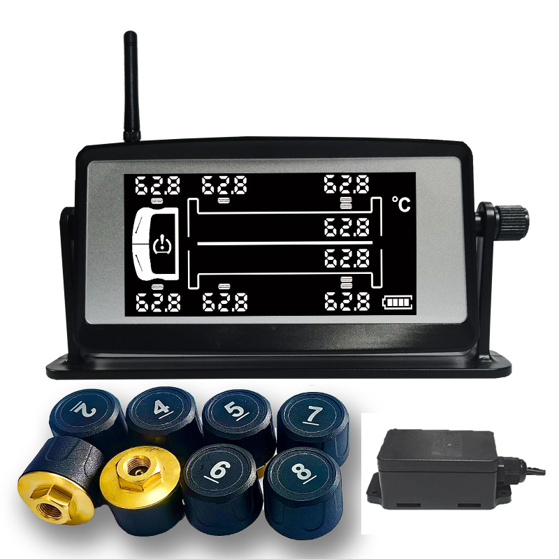 8-wheel heavy truck fire truck tire pressure monitoring system manufacturer high-precision tire pressure detector solar external