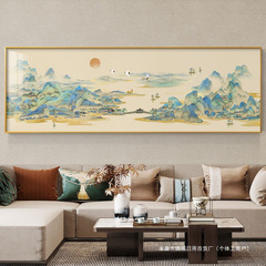沙发办公室中式图新装饰画背景墙壁画客厅书房山水画千里挂画江山