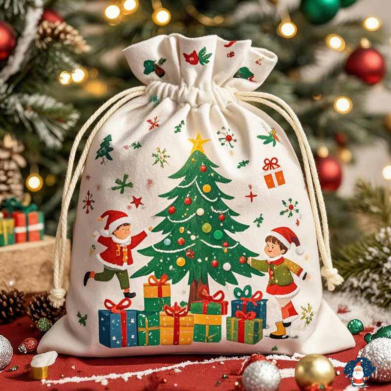Bolsa de regalo de Navidad, caja de regalo de manzanas para niños, embalaje para Nochebuena, bolsa de regalo de Papá Noel, creatividad en lona navideña