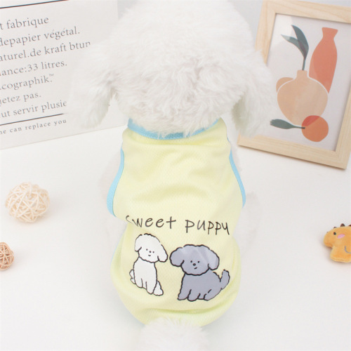 Summer Dog Clothes Thin Breathable Cartoon Backless Vest for Teddy and Bichon Small Dogs Lightweight Short Style Cat Two-Paw Suit