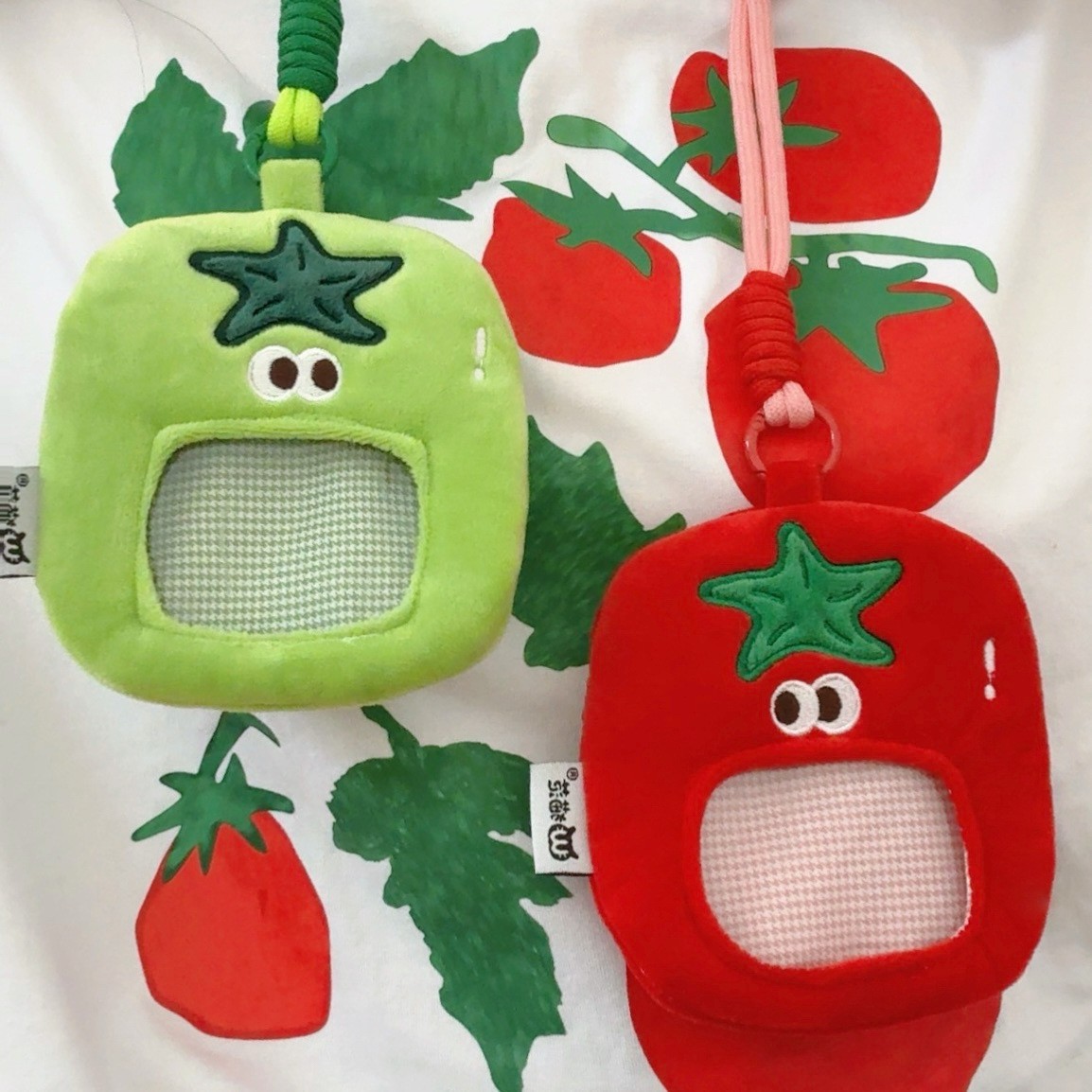 고양이 팬 귀여운 토마토 통증 가방 동전 지갑 카드 가방 헤드폰 가방 바 가방 커플 홀터넥 크로스 바디 수납 가방 선물