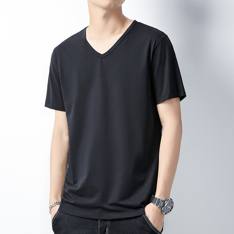 Camiseta modal para hombre, manga corta, cuello redondo, camisa suelta vieja, media manga delgada, camiseta de verano para hombre de talla grande