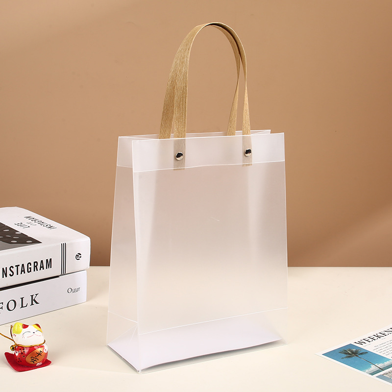 Bolsas de plástico regalo en stock PP poliescalada personalizada bolsas de mano transparentes de PVC logotipo personalizado
