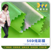 批发 50D炫彩膜 新款时装光感炫彩夹克风衣服外套服装烫金面料