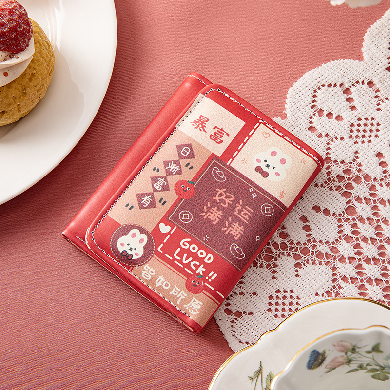 Nueva chica sueño primavera Picnic serie conejo oso tríptico cartera lindo diseño original multi-tarjeta monedero bolsa