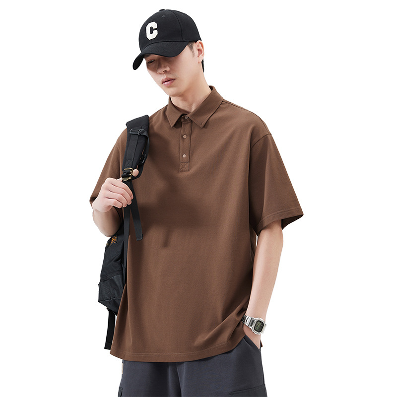 Camisa de polo de solapa de verano para hombre de manga corta casual suelta de negocios de color sólido de media manga de moda para todo el partido líder camiseta para hombre