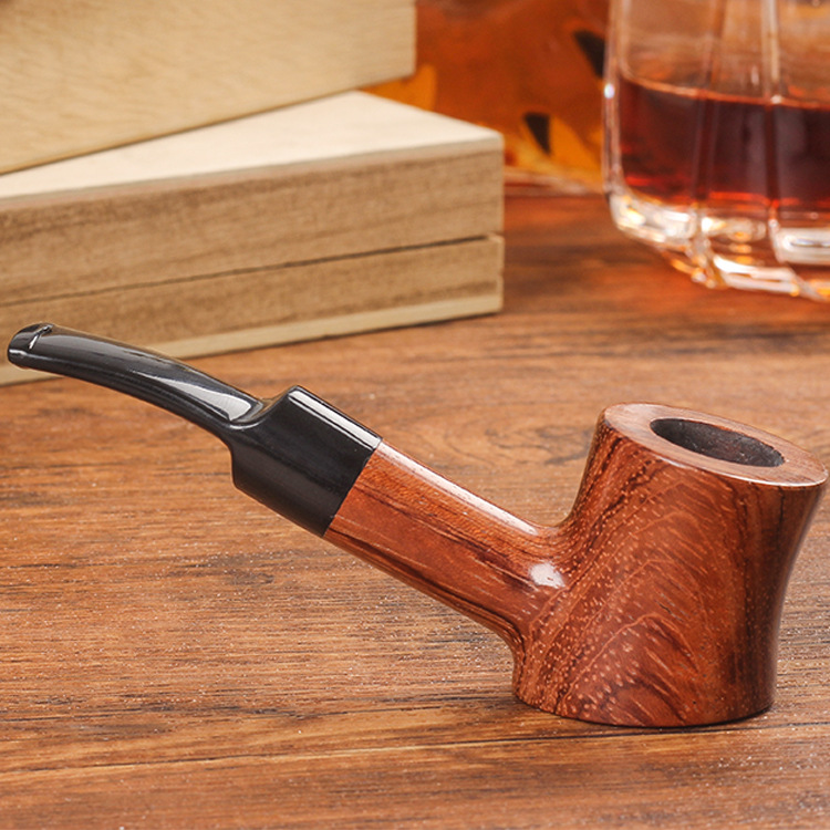 Solid Wood Tobacco Pipe Portable Handmade Tobacco Bag Pot Palm Bucket