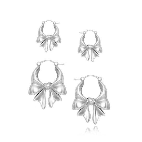 Copper Material Bow Knot Pattern 1 Pair Sweet Simple Style Bow Knot Copper Hoop Earrings