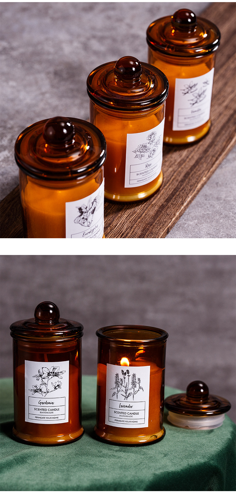 420g Weight Candle Home Textiles & Decor Type 1 Piece Quantity Indoor, Home Occasion Wax Material Letter Pattern Pastoral Style Pastoral Letter Wax Candle