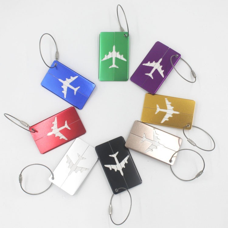 Creative Cross-Border Aluminum Alloy Luggage Tags Boarding Metal Luggage Tags Aircraft Checked Hoisting Tags Ready for Sale